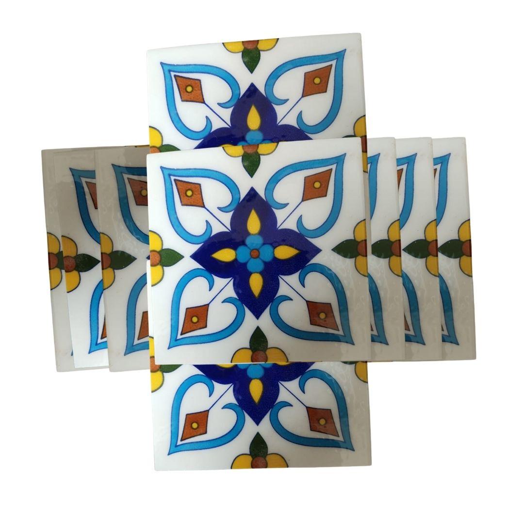 Print Pattern Blue Pottery Ceramic Tile 1