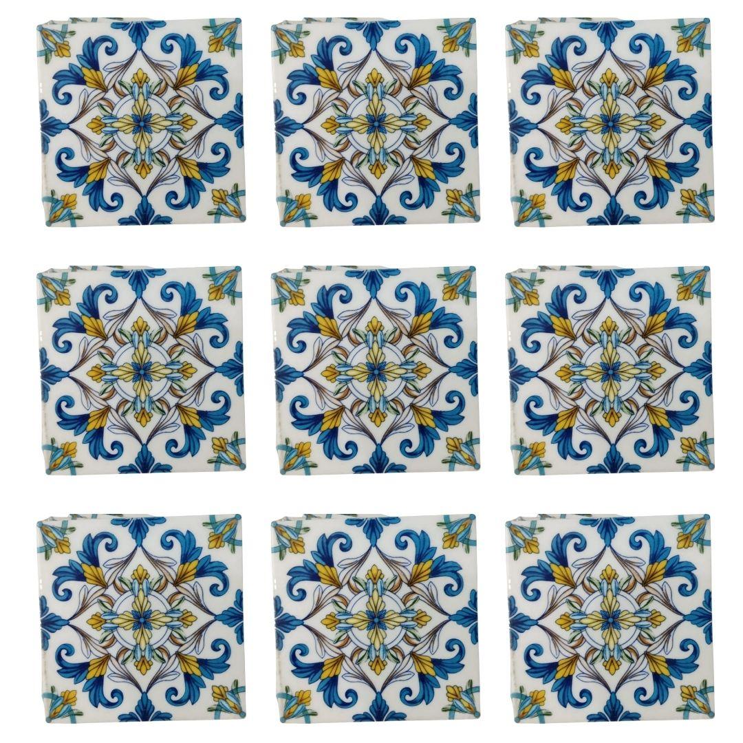 Print Pattern Blue Pottery Ceramic Tile 2