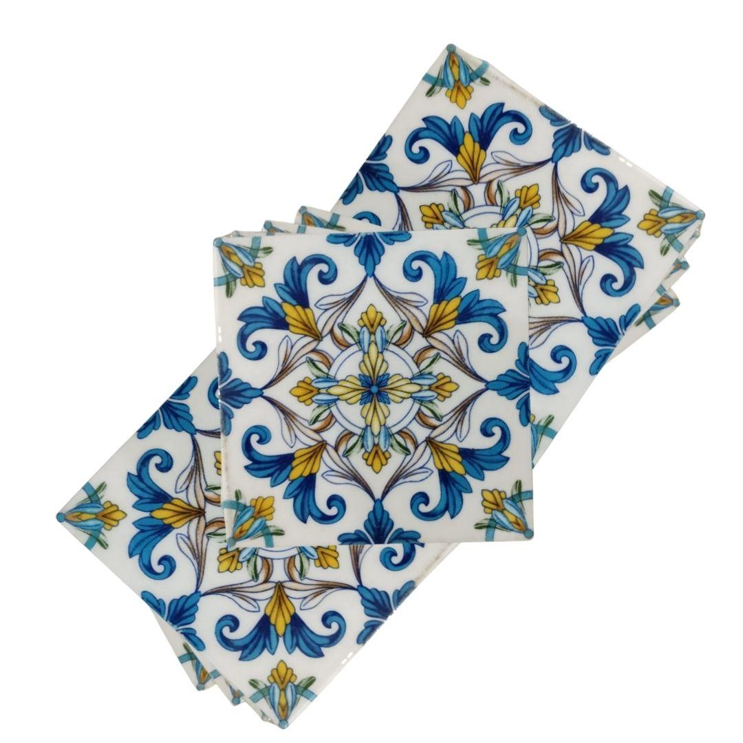 Print Pattern Blue Pottery Ceramic Tile 2