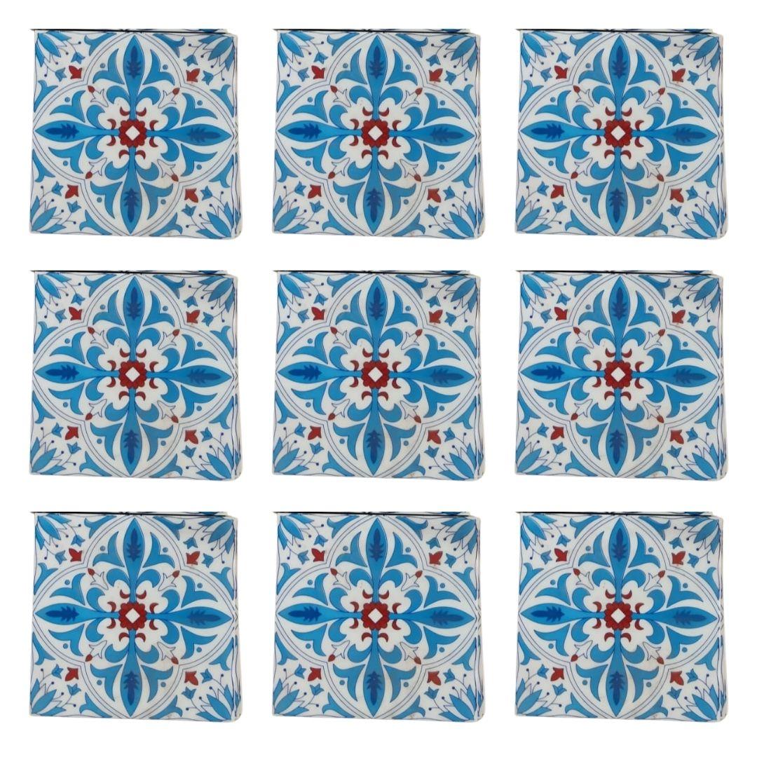 Print Pattern Blue Pottery Ceramic Tile 3