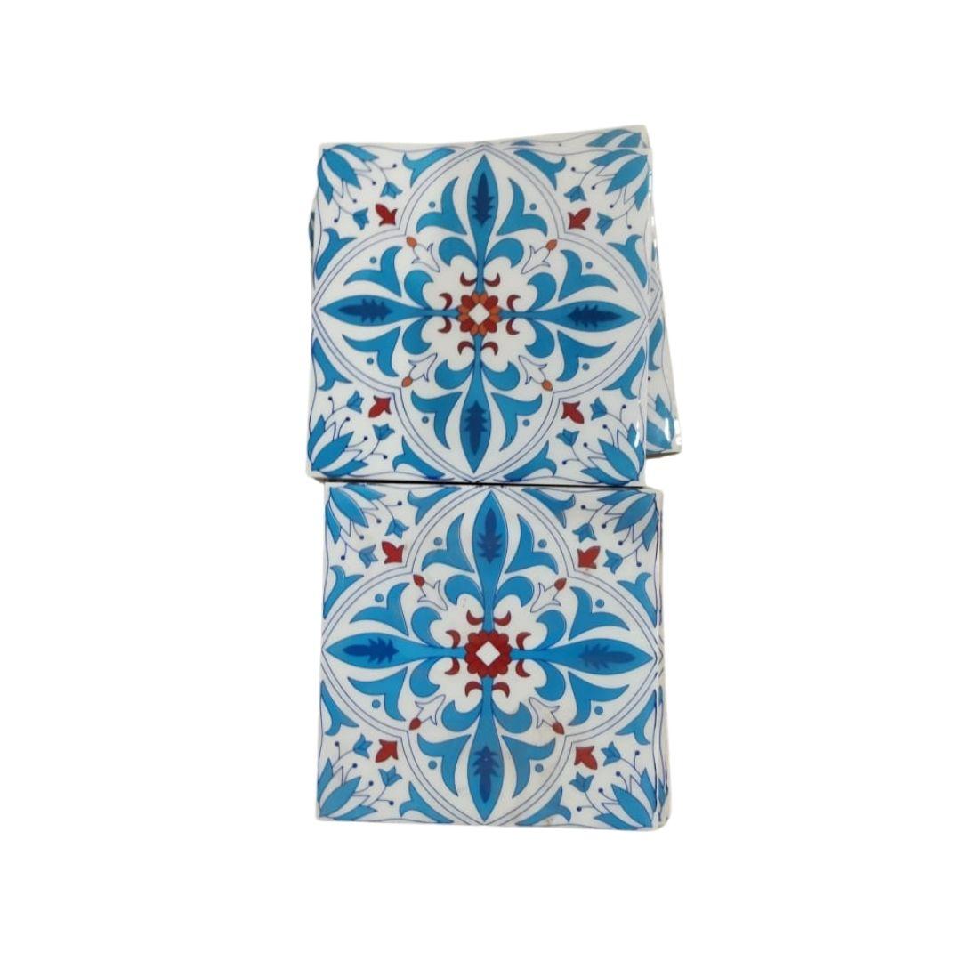 Print Pattern Blue Pottery Ceramic Tile 3