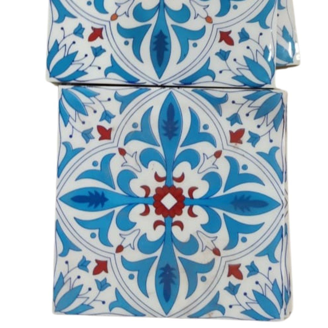Print Pattern Blue Pottery Ceramic Tile 3
