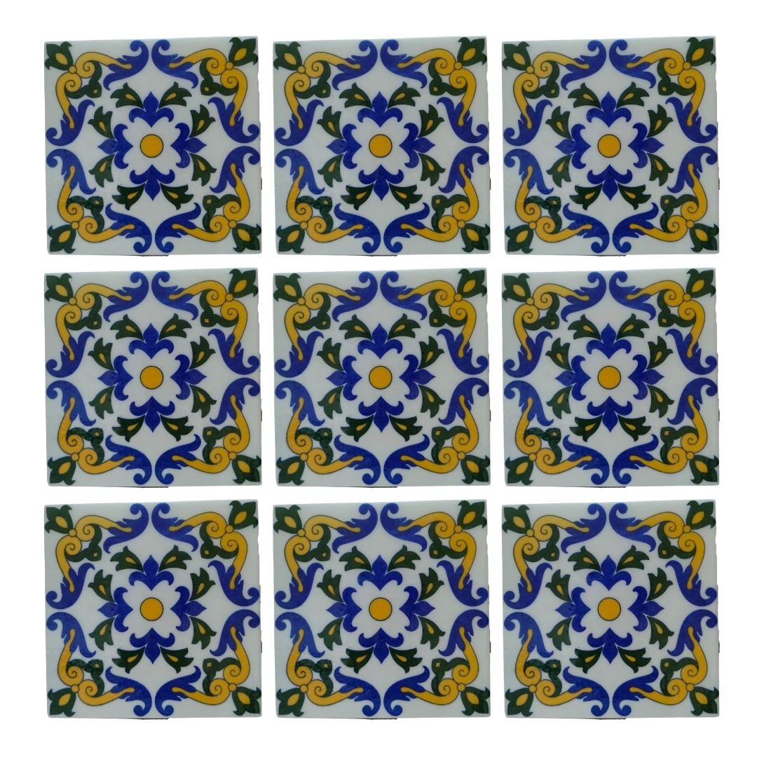 Print Pattern Blue Pottery ceramic tile 4