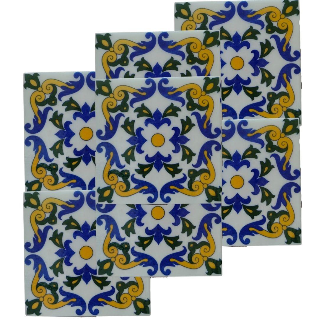 Print Pattern Blue Pottery ceramic tile 4