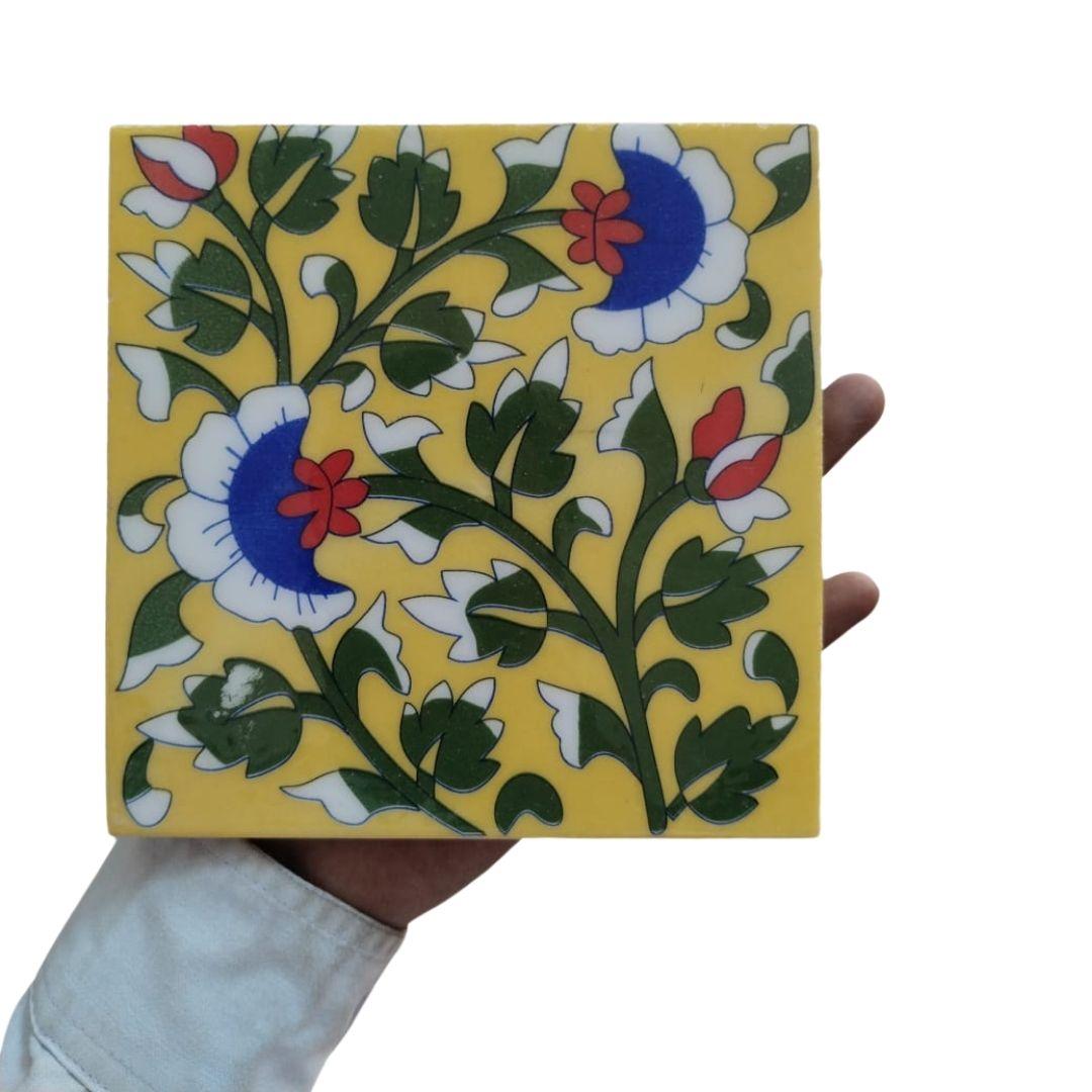 Print Pattern blue pottery Ceramic Tile 6