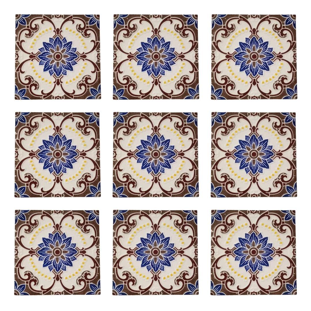 Embossed Blue Pottery ceramic tile 1