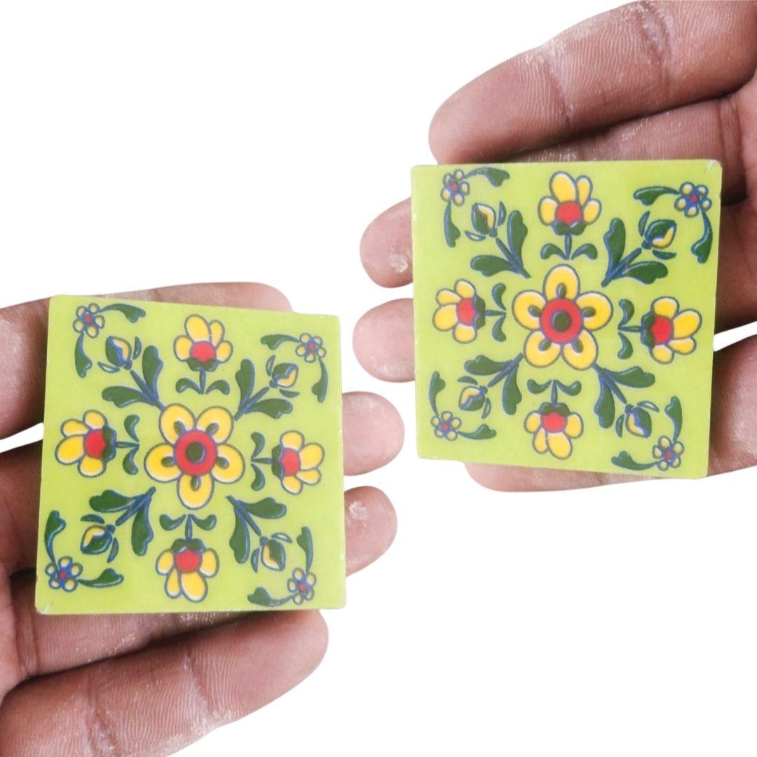 Mini blue pottery ceramic tiles in multiple colour options
