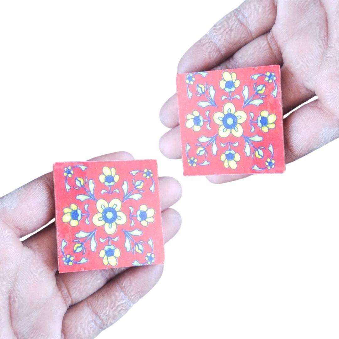 Mini blue pottery ceramic tiles in multiple colour options