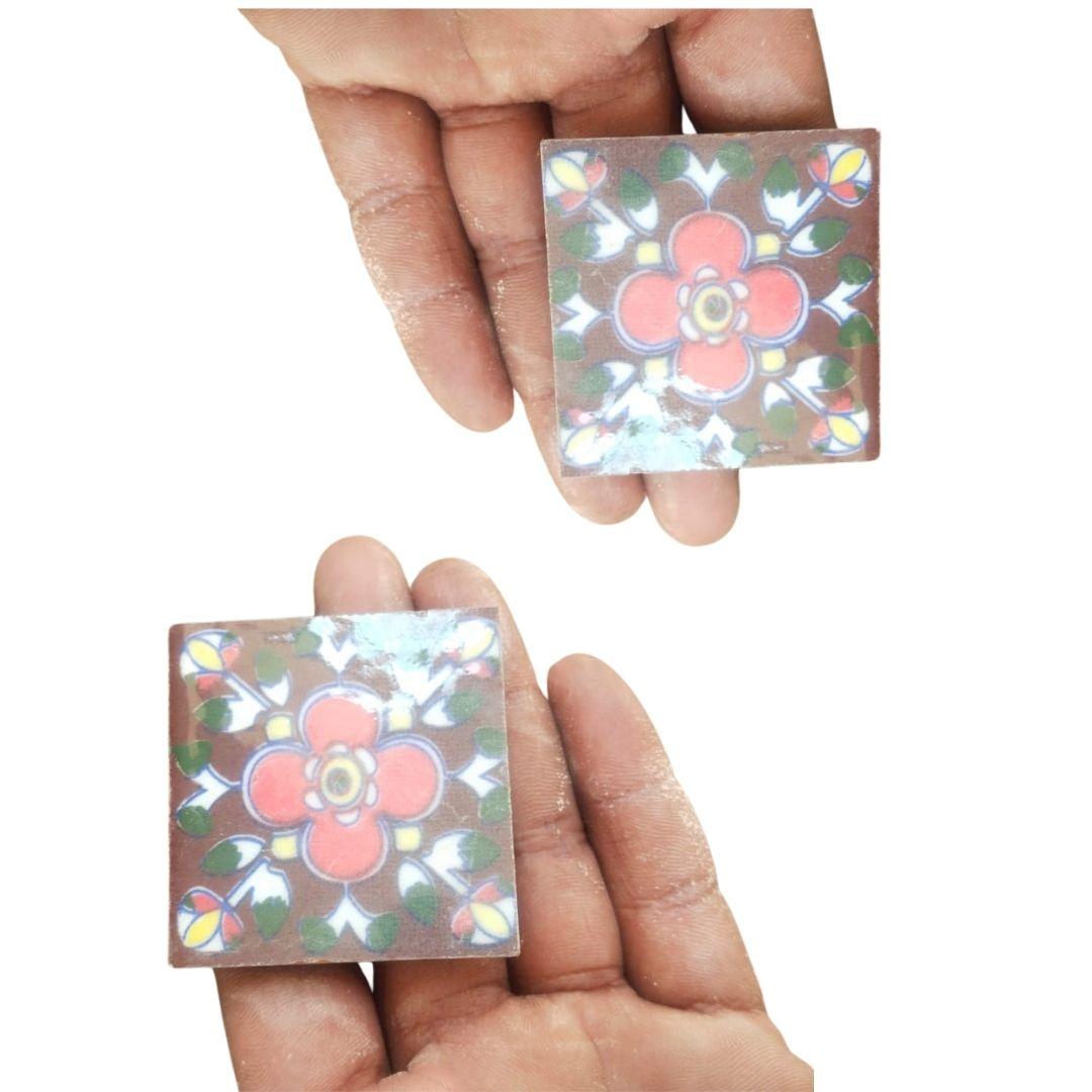 Mini blue pottery ceramic tiles in multiple colour options