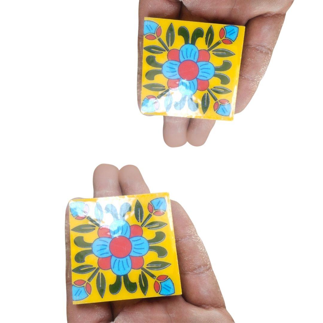 Mini blue pottery ceramic tiles in multiple colour options