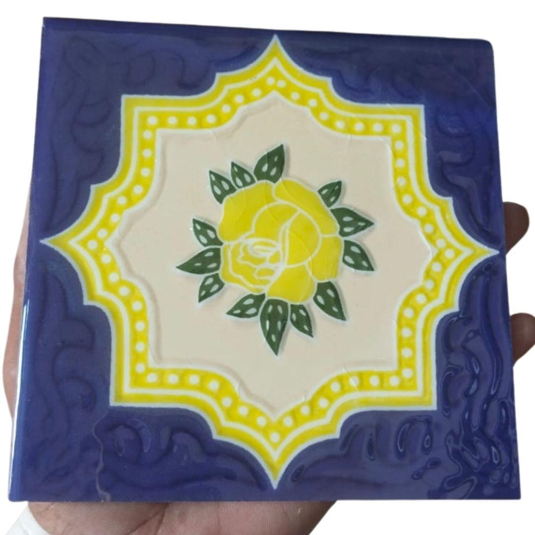 Embossed Blue Pottery Ceramic tile 8