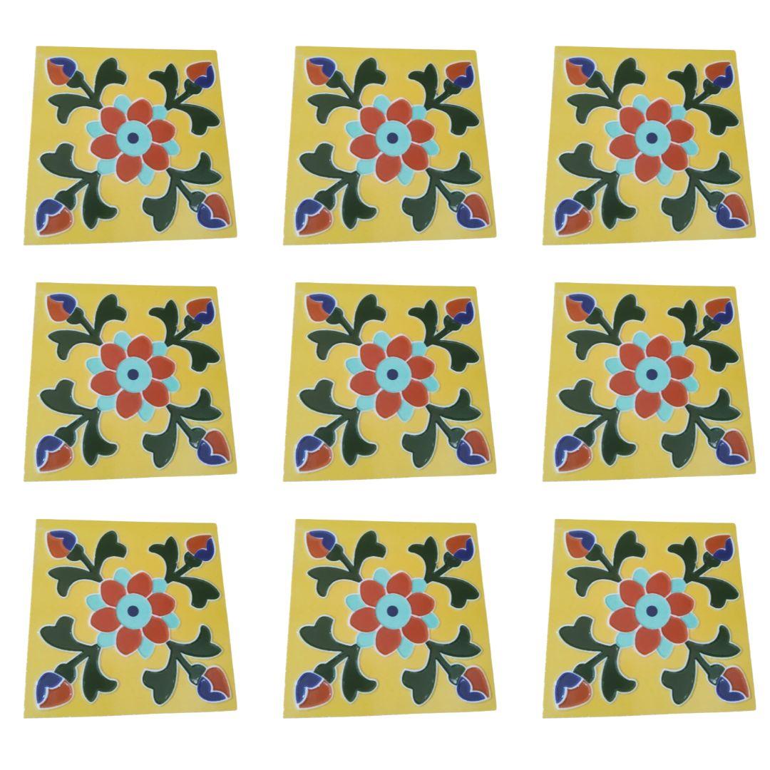 embossed blue pottery ceramic tile 9