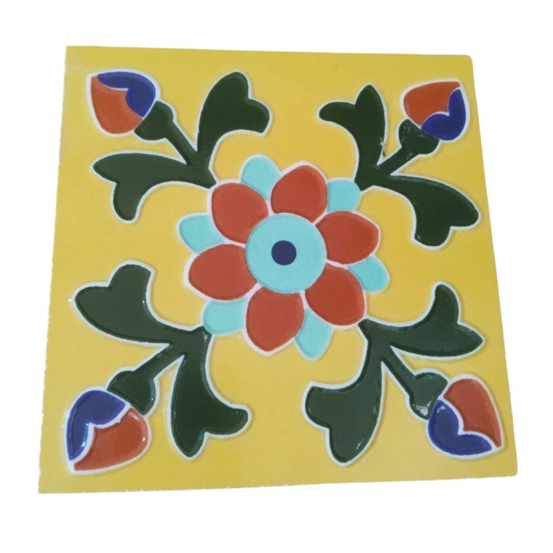 embossed blue pottery ceramic tile 9