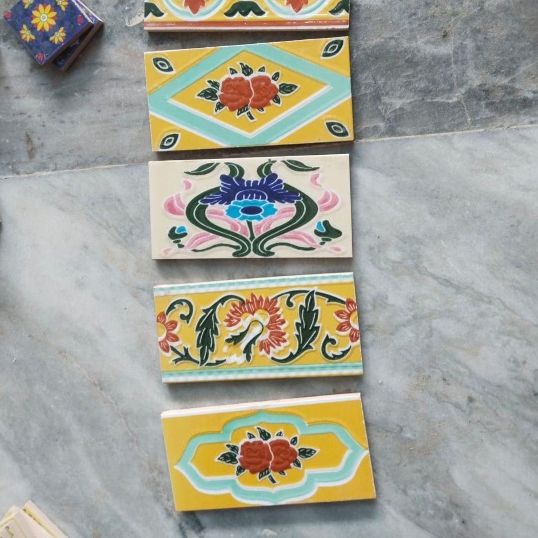 Rectangle Mix Pattern Blue Pottery Ceramic tiles