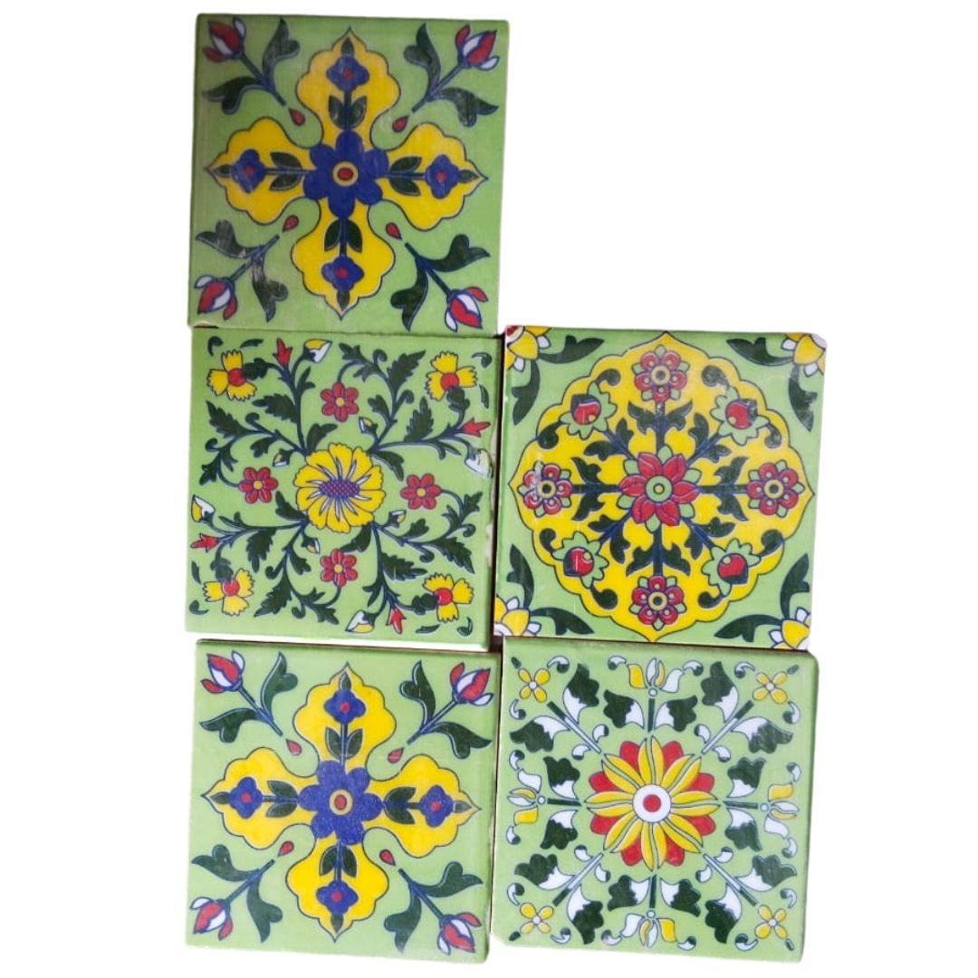 Pista mix floral blue pottery ceramic tile