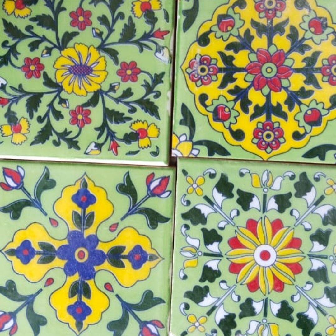 Pista mix floral blue pottery ceramic tile