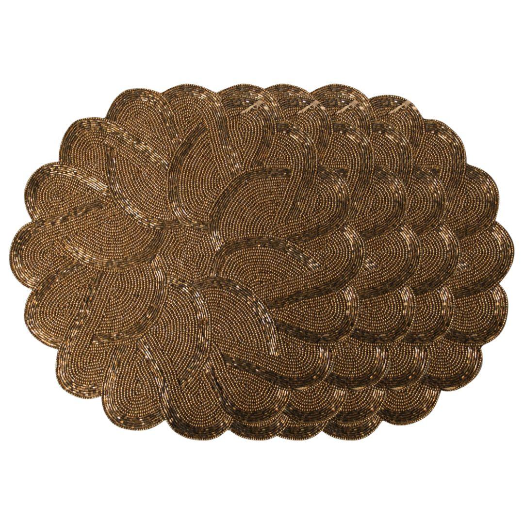 Bronze Floral Beaded Table Placemats