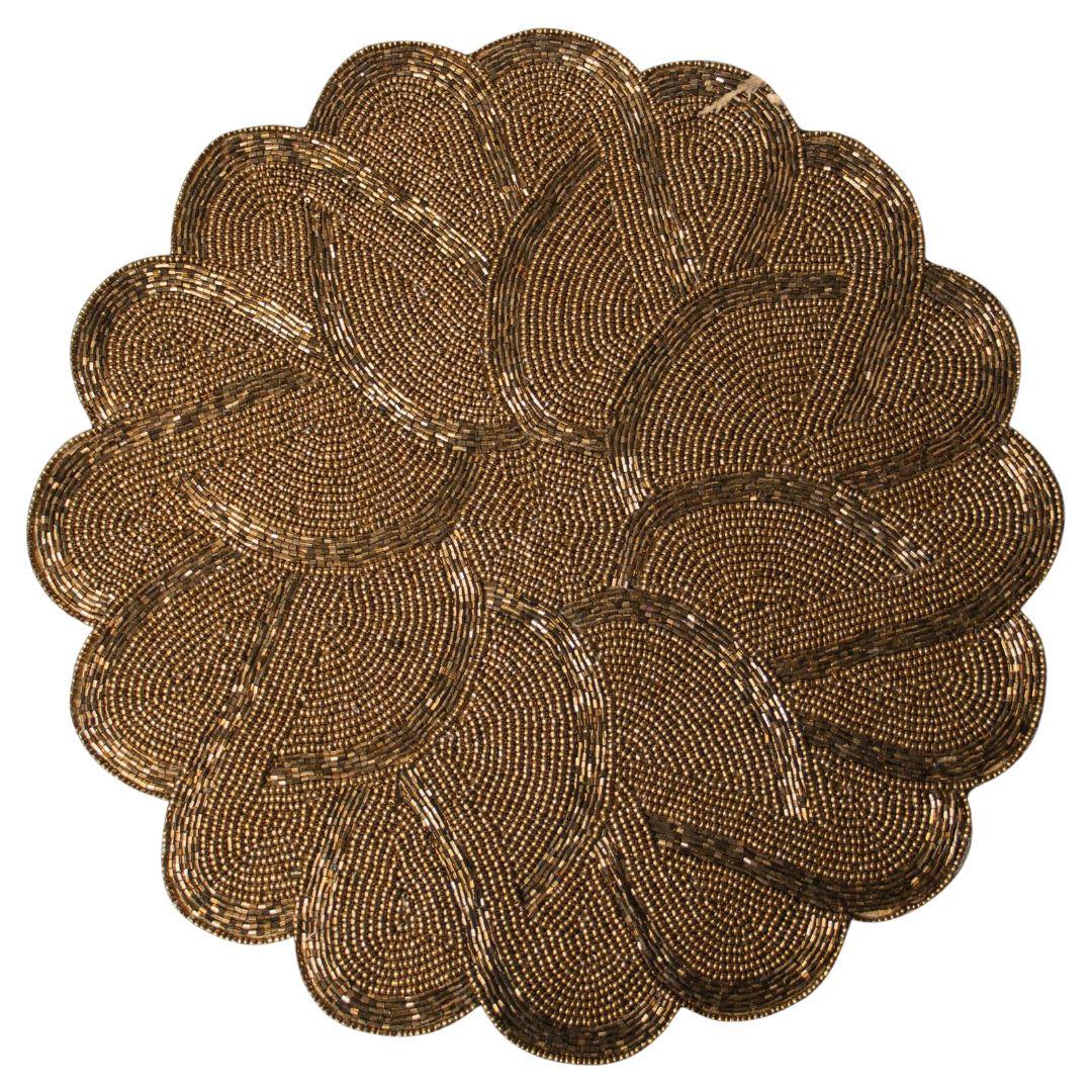 Bronze Floral Beaded Table Placemats
