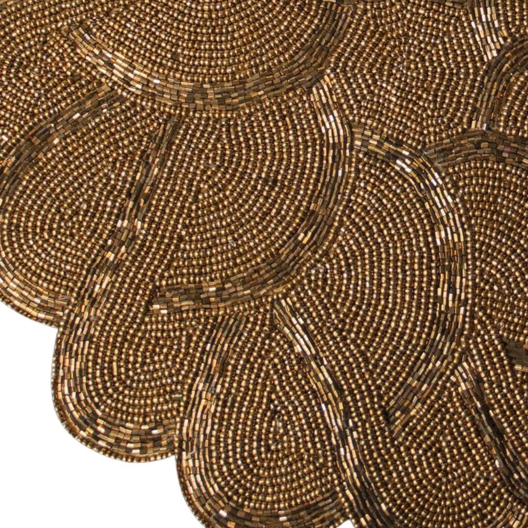 Bronze Floral Beaded Table Placemats