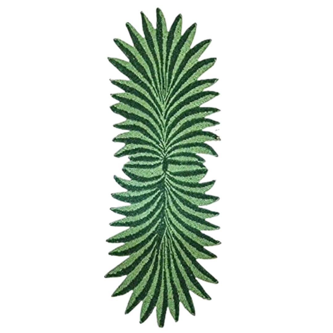 Green Tropical Leaf Beaded Table Runner