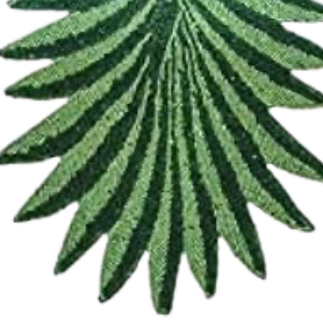 Green Tropical Leaf Beaded Table Runner