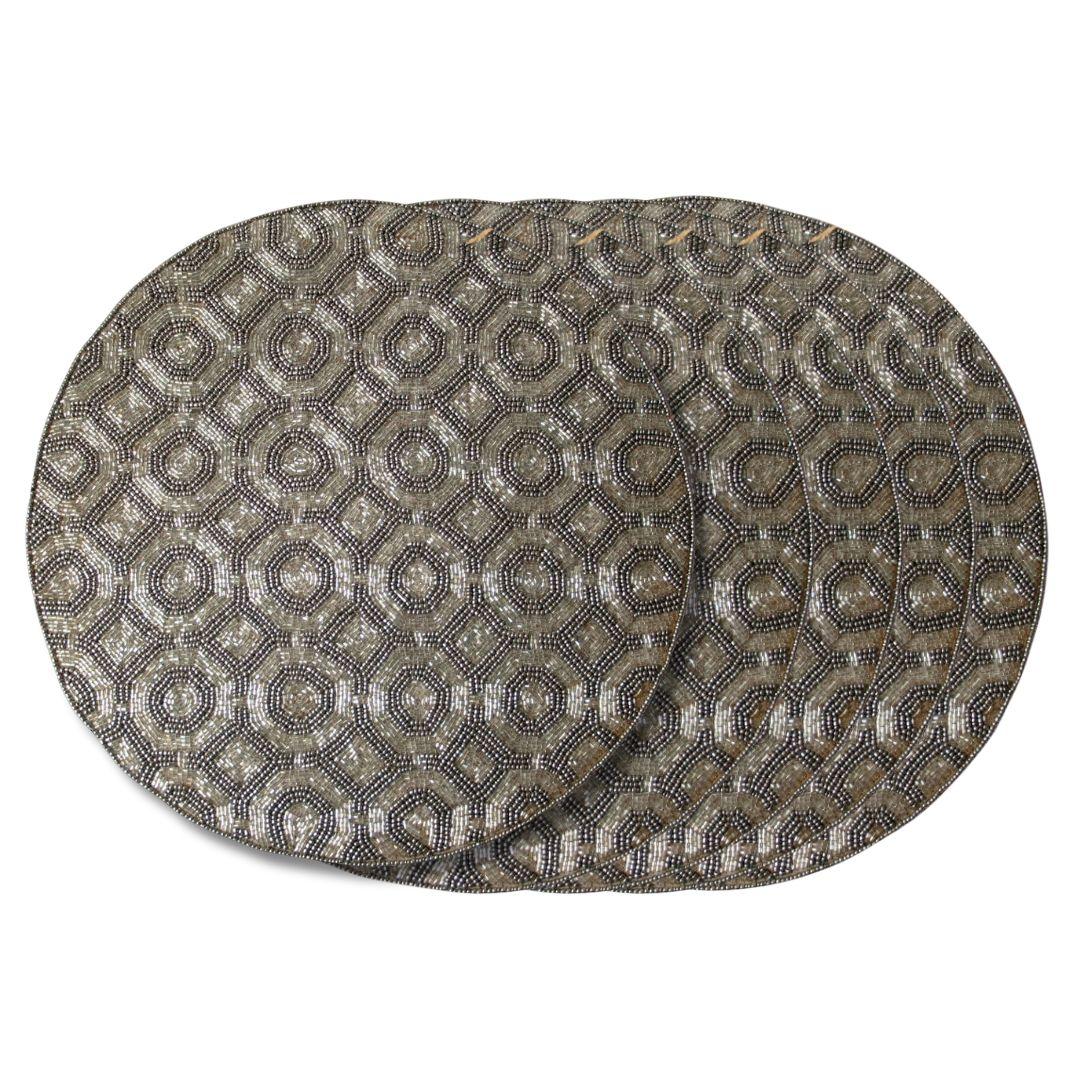 Silver Retro Beaded Table Placemats
