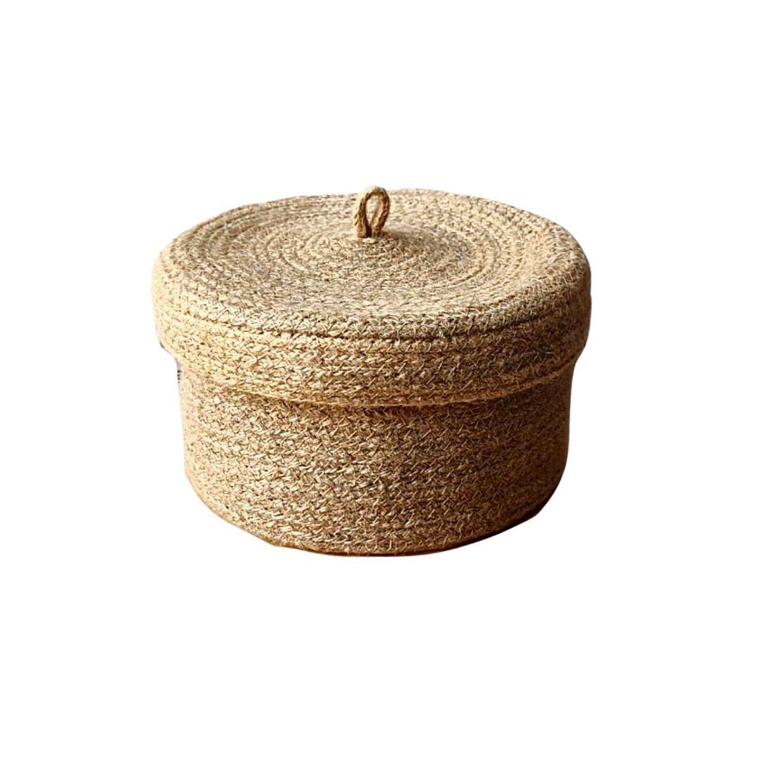 Jute Hamper Gift Basket with Loop Lid