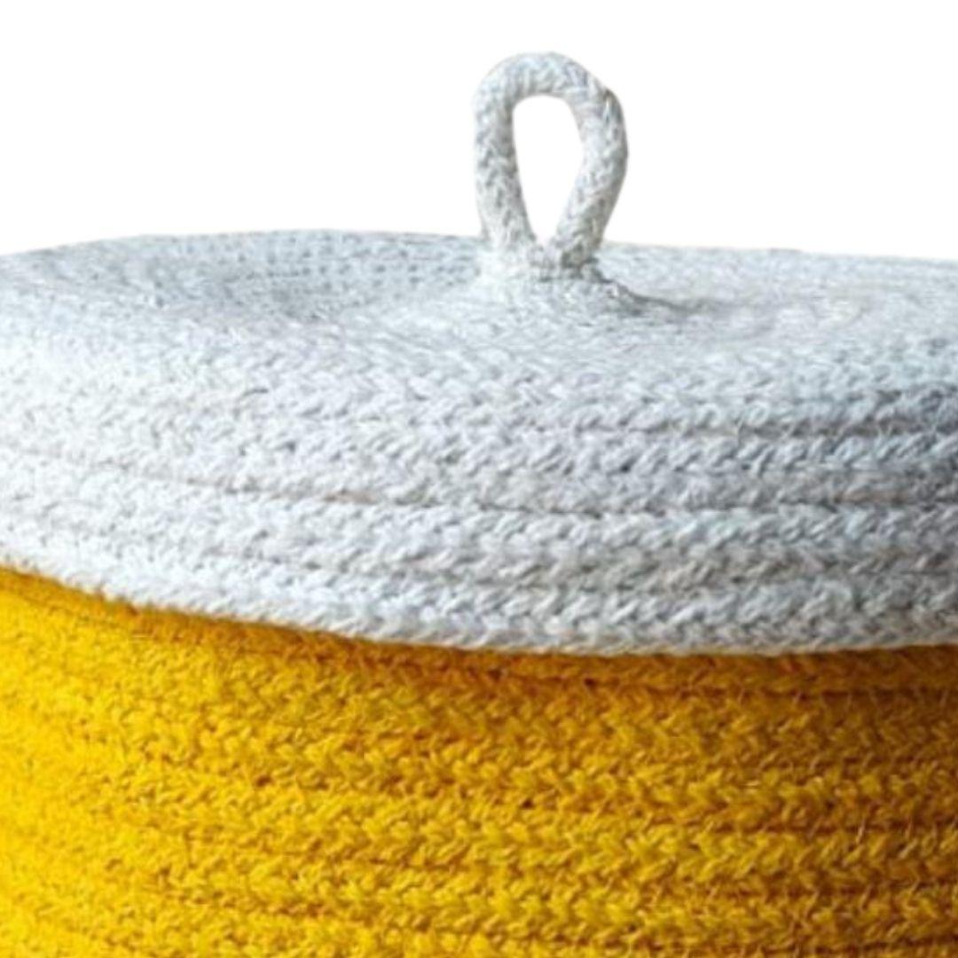 Sunrise Cotton Rope Gift Hamper Basket with Loop Lid