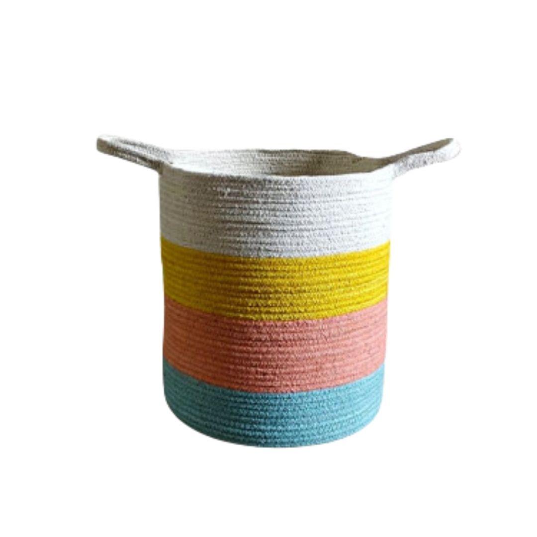 Pastel Cotton Rope Storage Organiser Basket with Handles