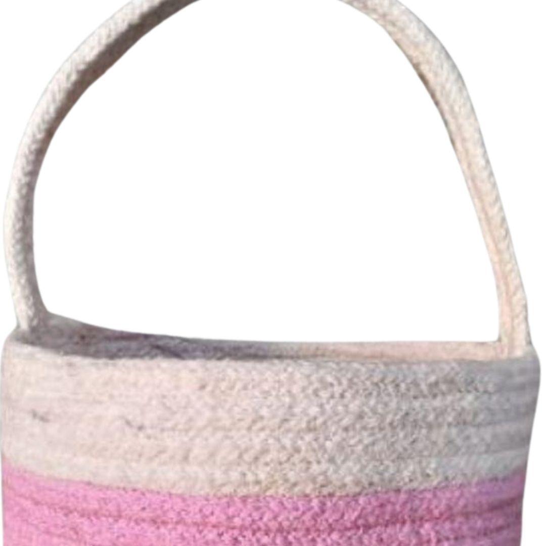Pink Triple Layer Cotton Rope Gift Hamper Basket with Handle