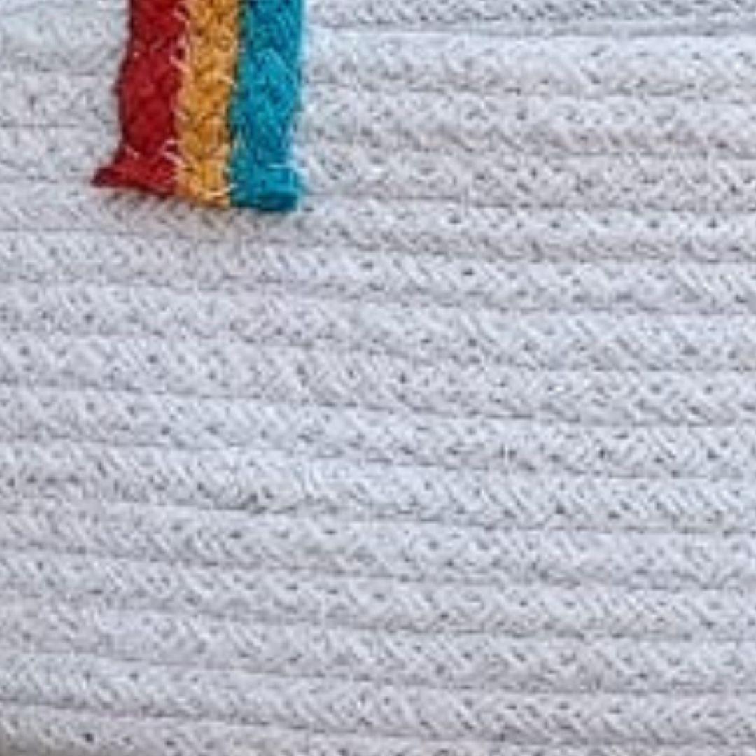 Tri colour handle with white base cotton rope gift hamper basket