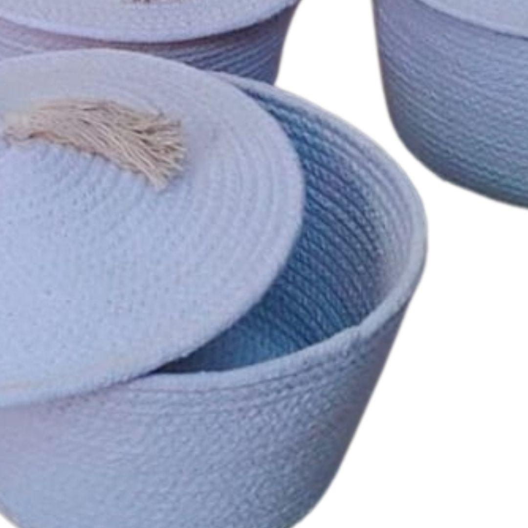 White Loop Lid Tassel Cotton Rope Gift Hamper Basket