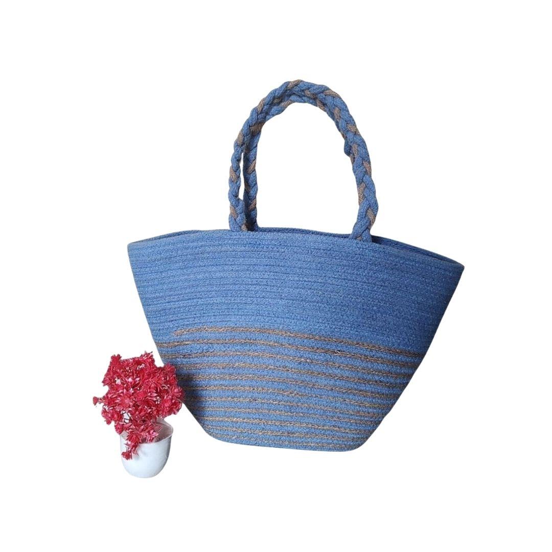 Braided Handles Cotton Rope Tote Bag