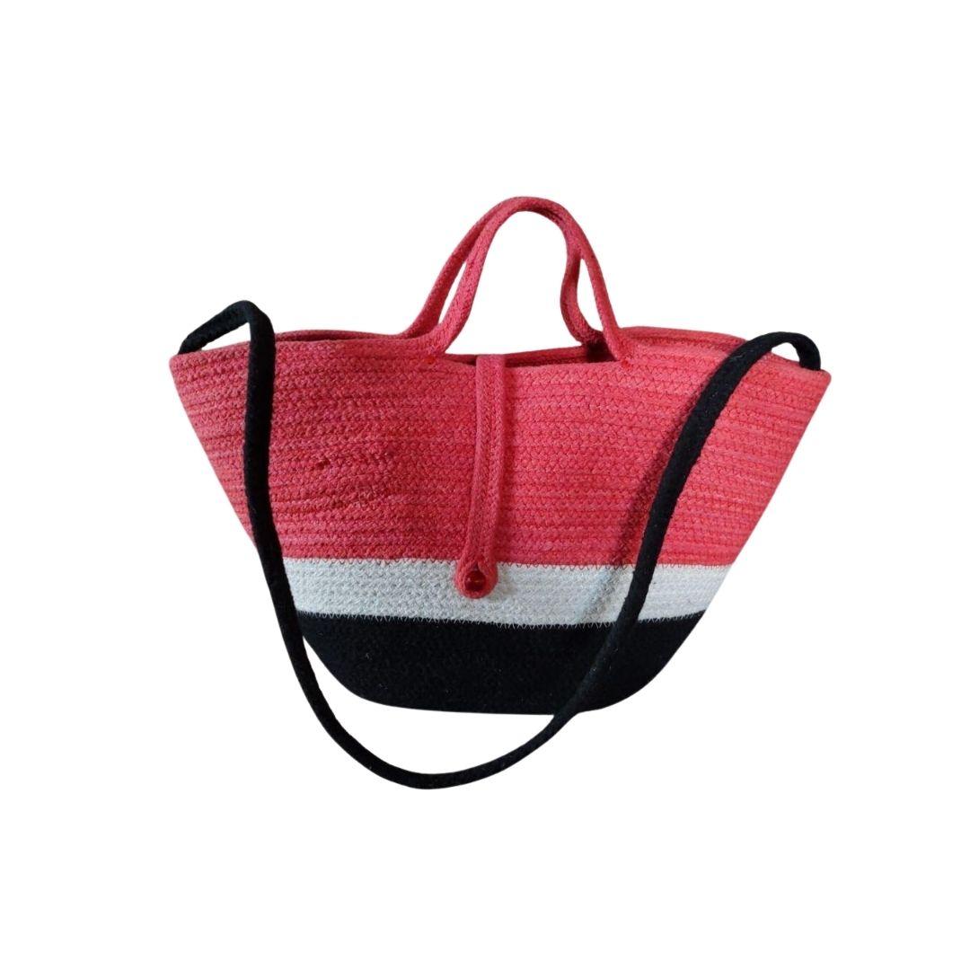 Raspberry Cotton Rope Messenger Bag