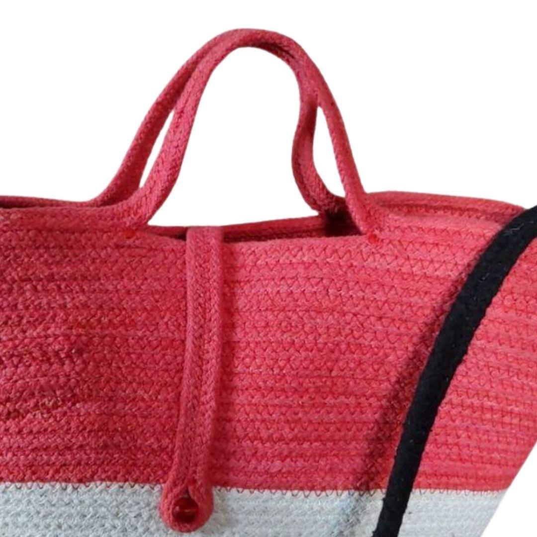 Raspberry Cotton Rope Messenger Bag