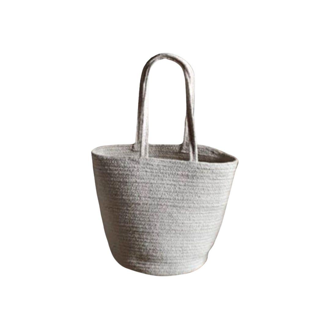 All White Cotton Rope Tote Bag