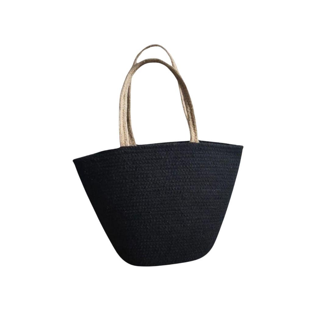 Black Cotton Rope Tote Bag