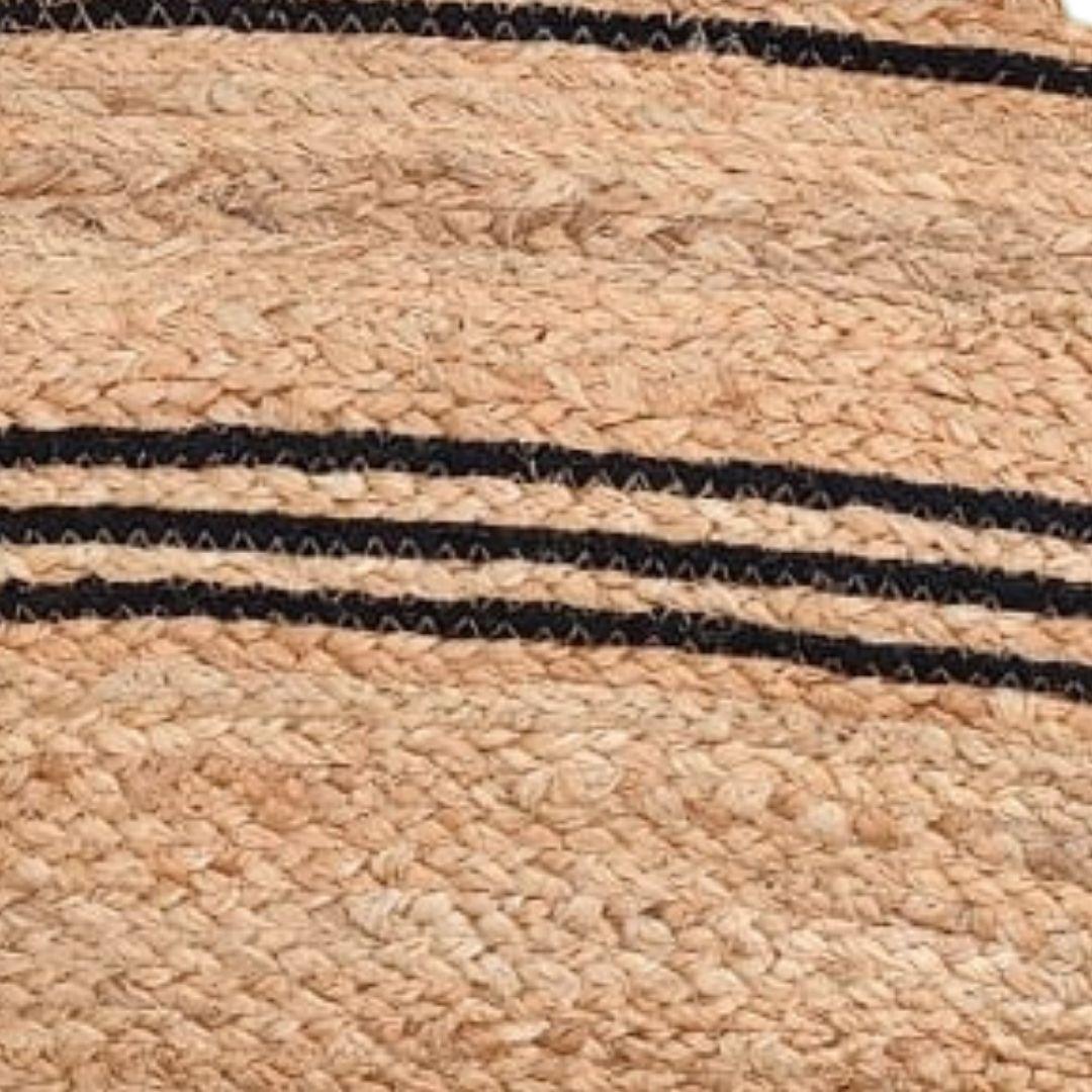 Black 3 Stripe Jute Tote Bag