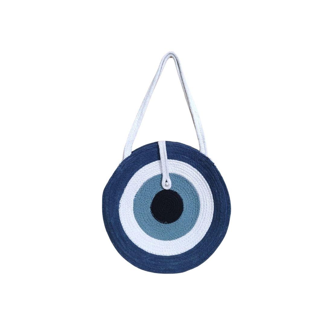 Evil Eye Round Cotton Rope Handbag