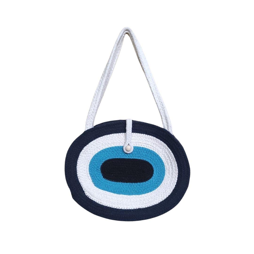 Evil Eye Oval Cotton Rope Handbag