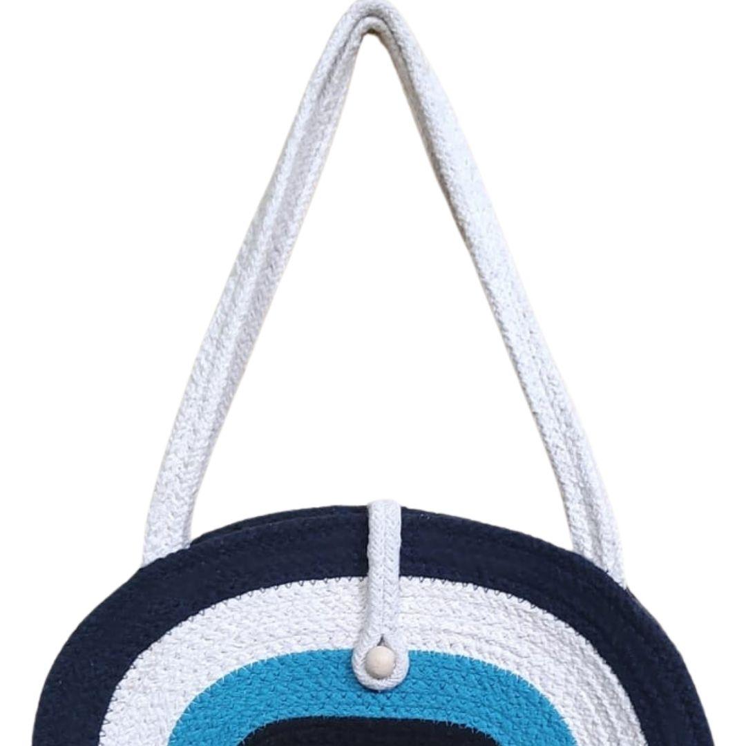 Evil Eye Oval Cotton Rope Handbag