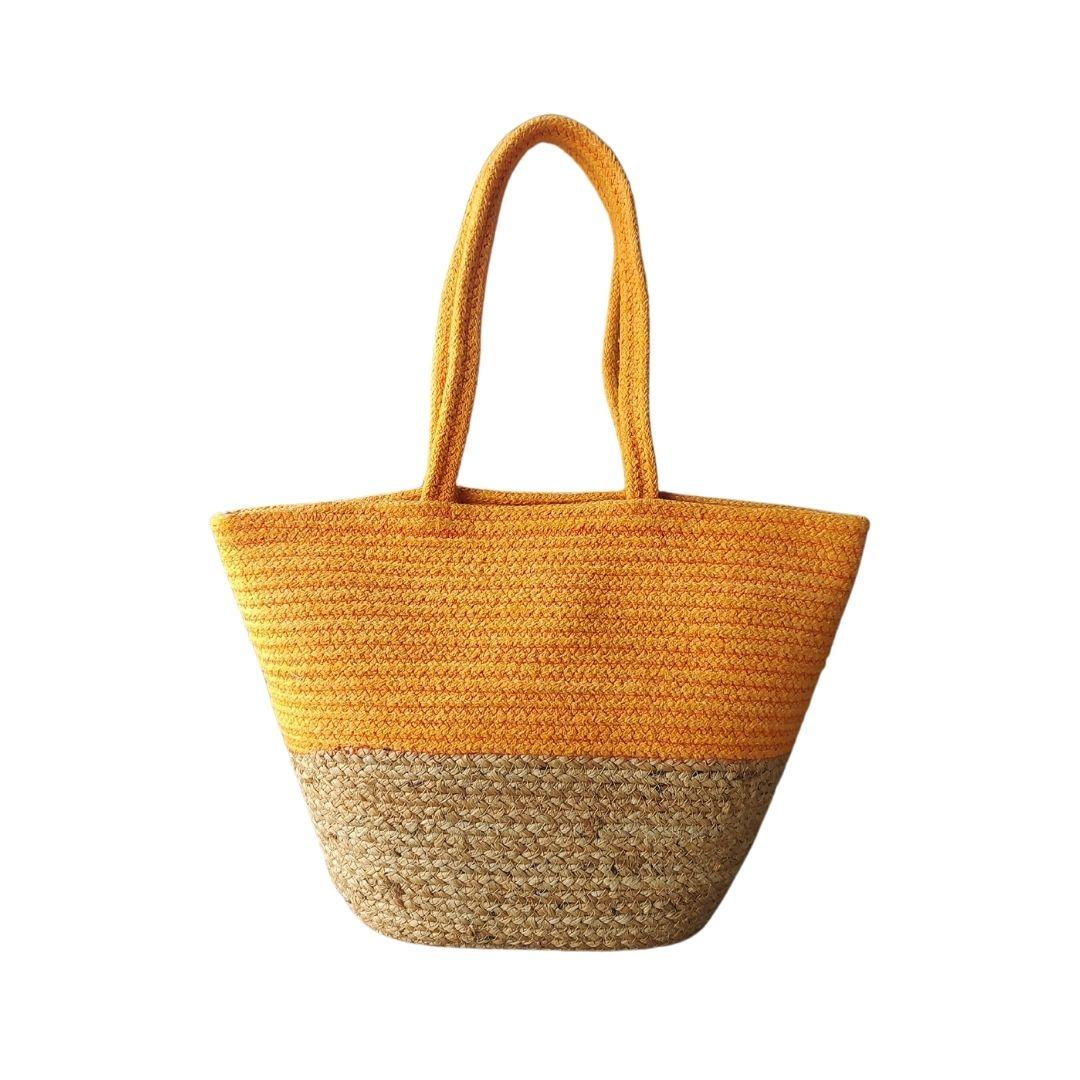 Half n Half Jute Tote Bag in multiple colour options