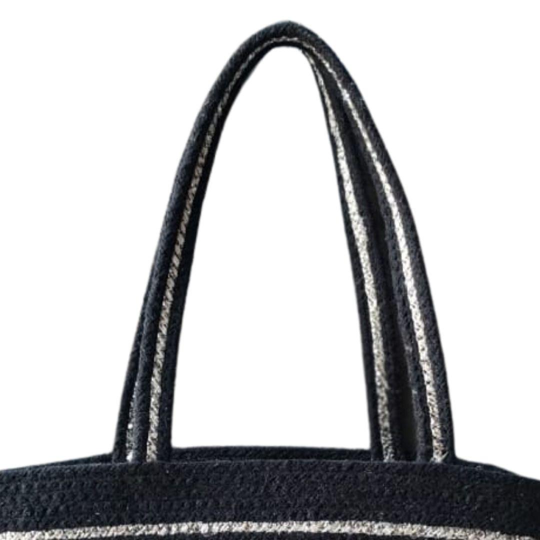 Midnight Striped Cotton Rope Tote Bag