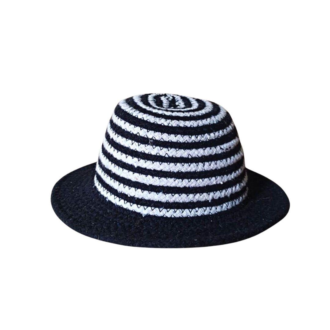 White and Black Stripes Cotton Rope Hat for men and women