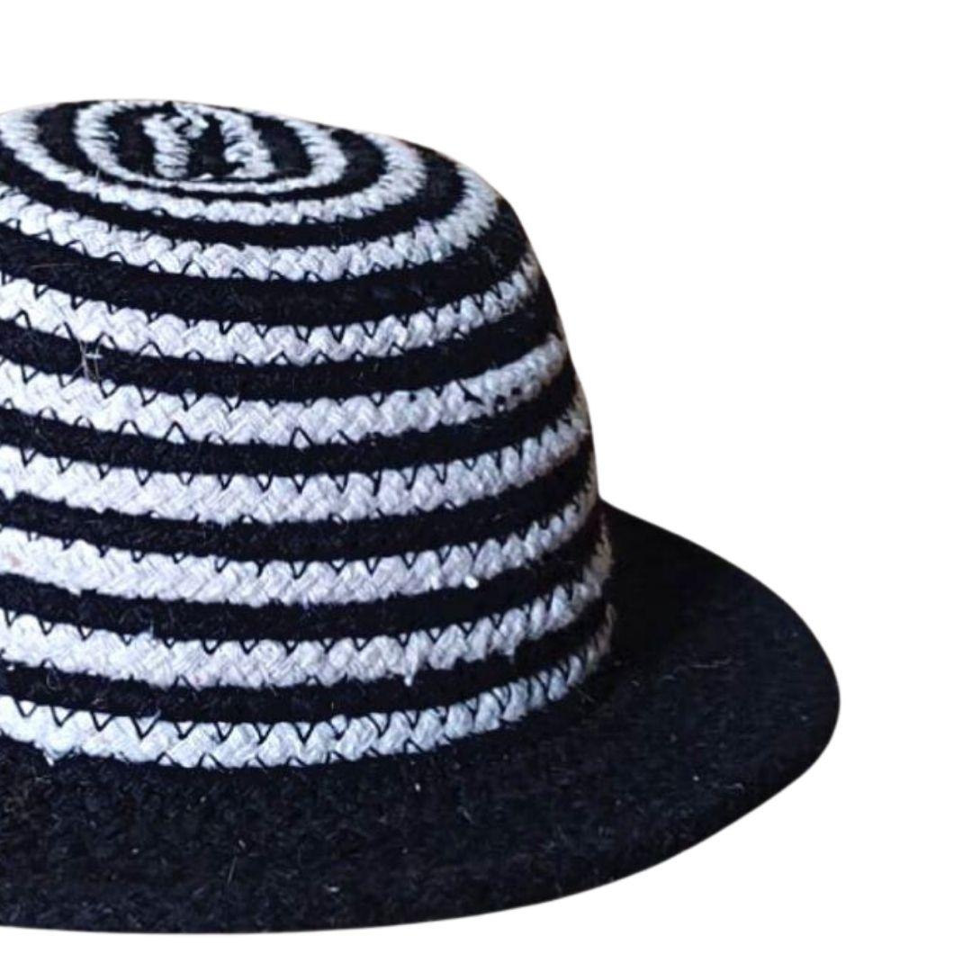 White and Black Stripes Cotton Rope Hat for men and women