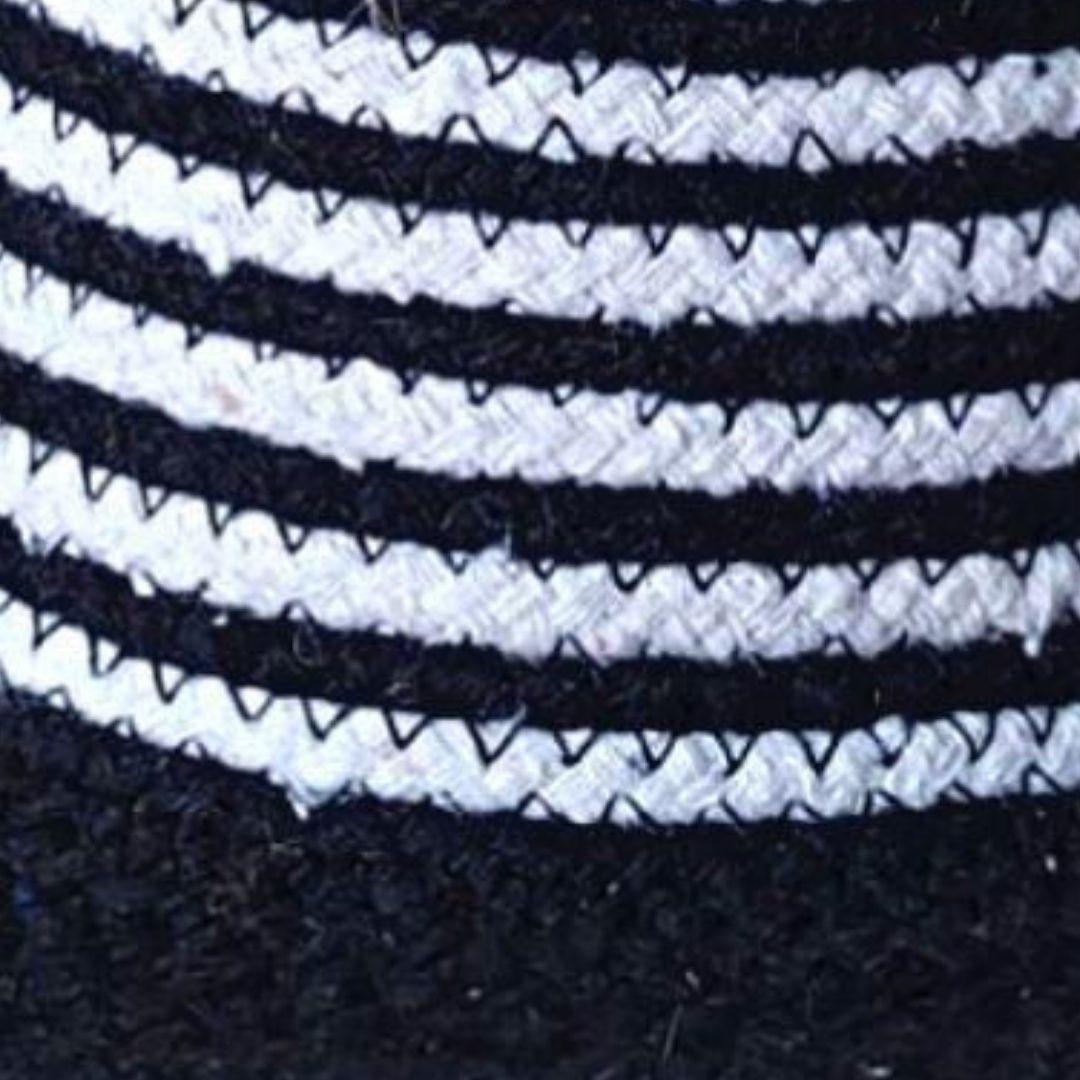 White and Black Stripes Cotton Rope Hat for men and women
