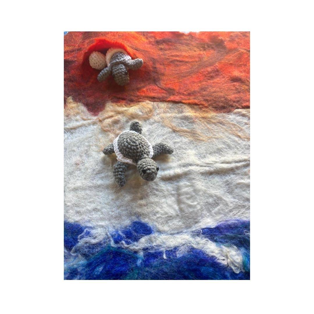 Baby Turtles journeying to sea felt wall decor