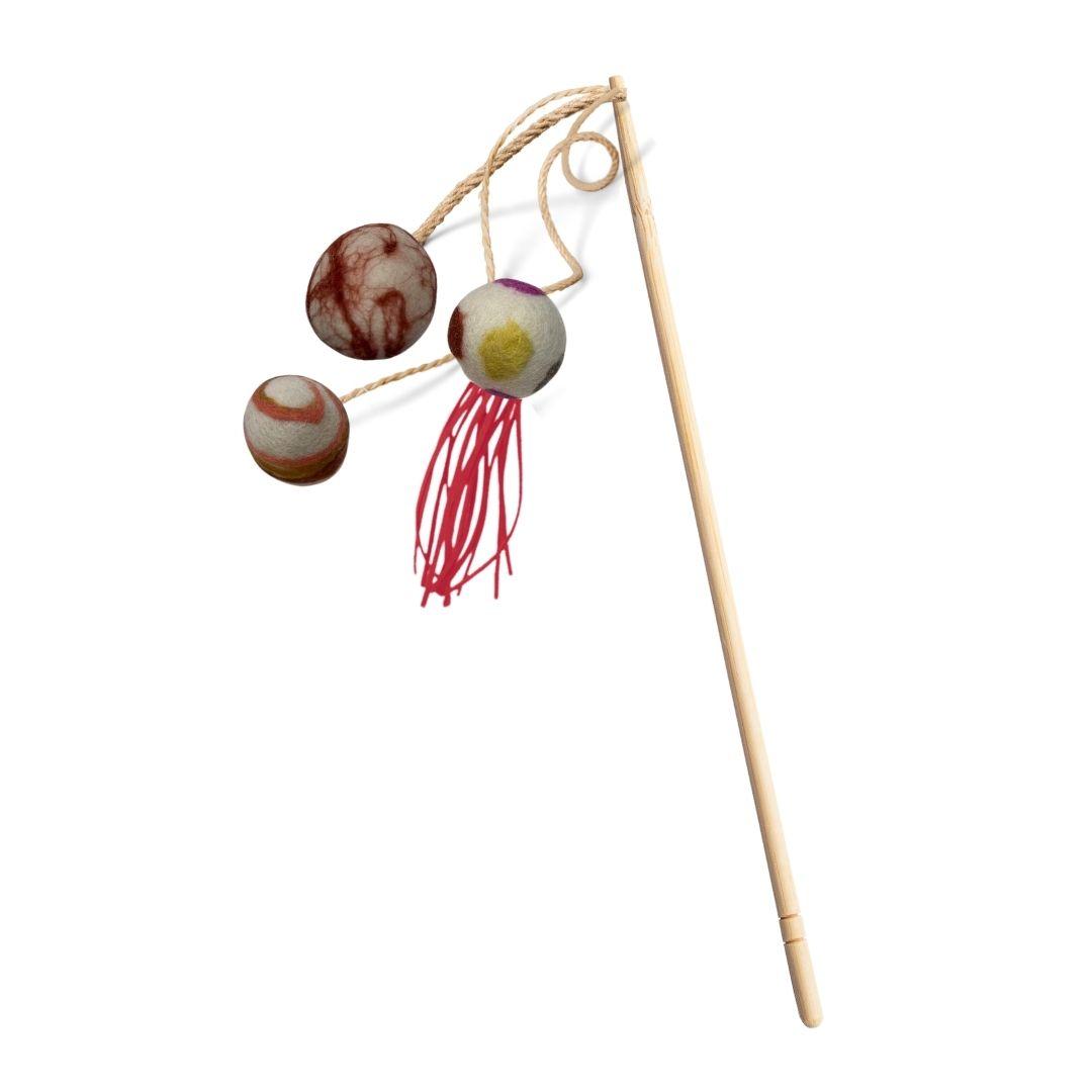 3 Balls Felt Cat Wand with catnip