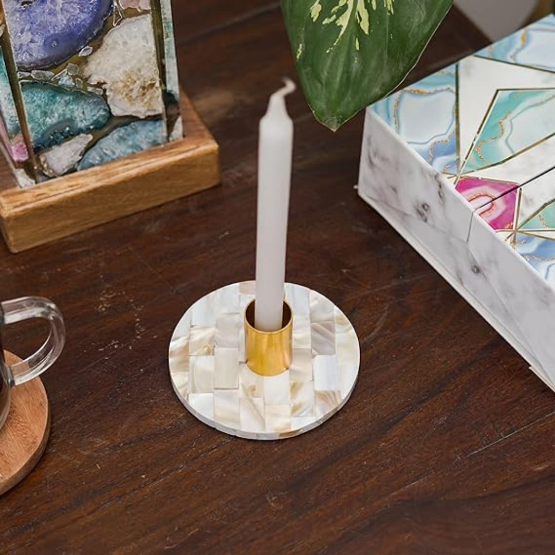 Mother of Pearl Round Candle Holder