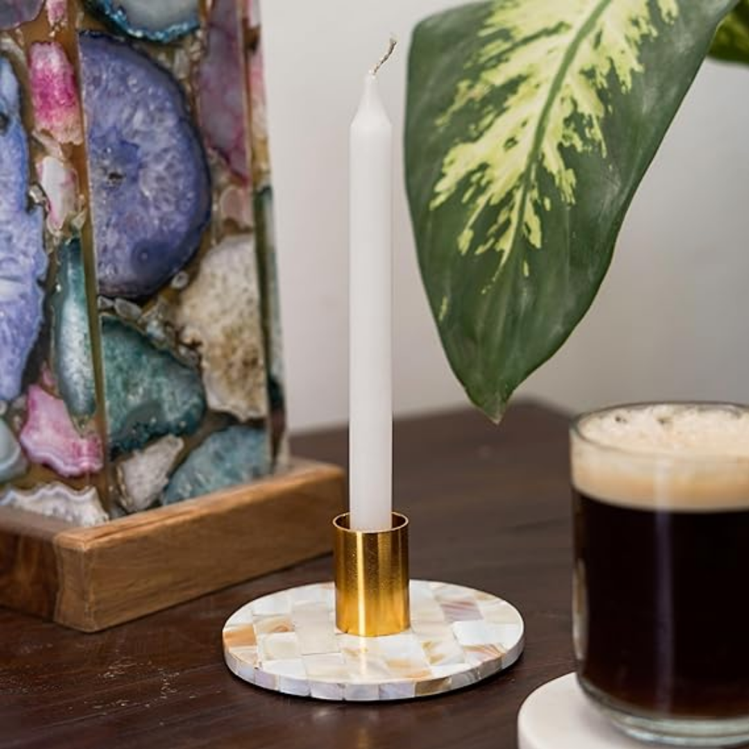 Mother of Pearl Round Candle Holder